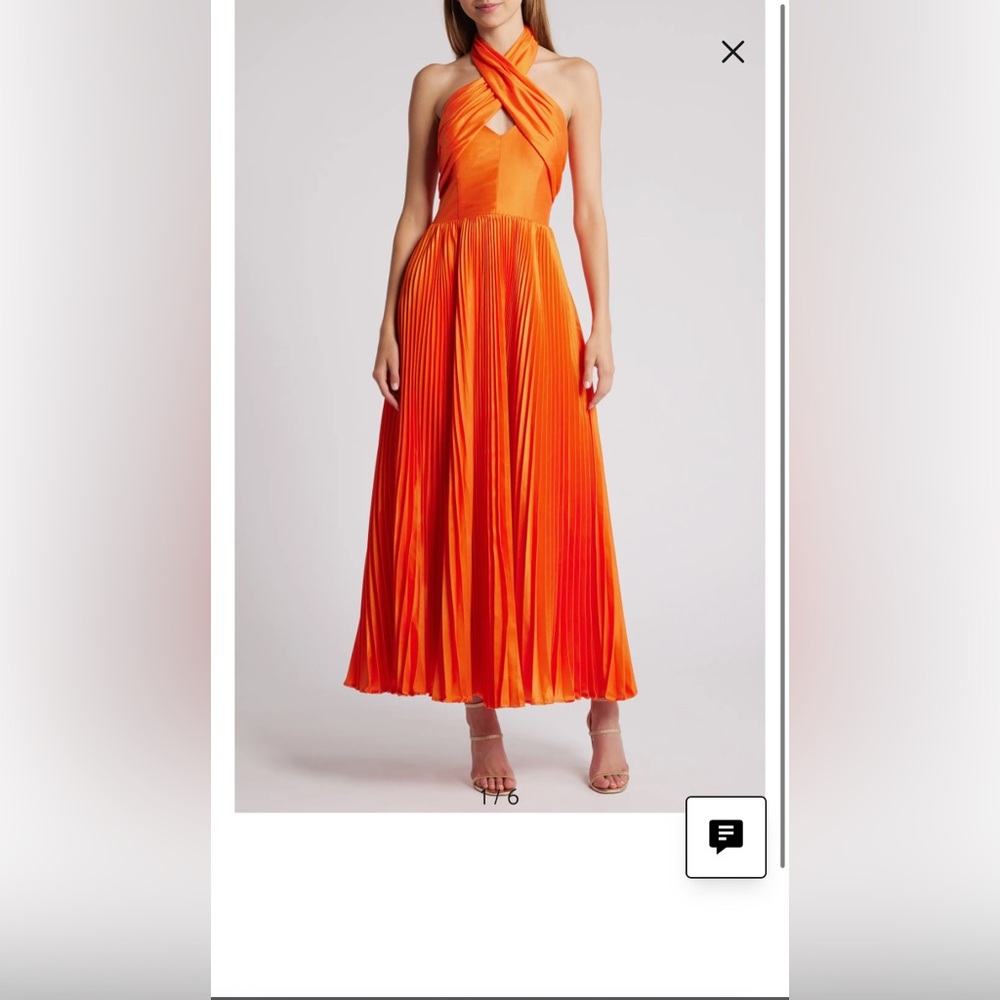 Elegant Orange Pleated Skirt